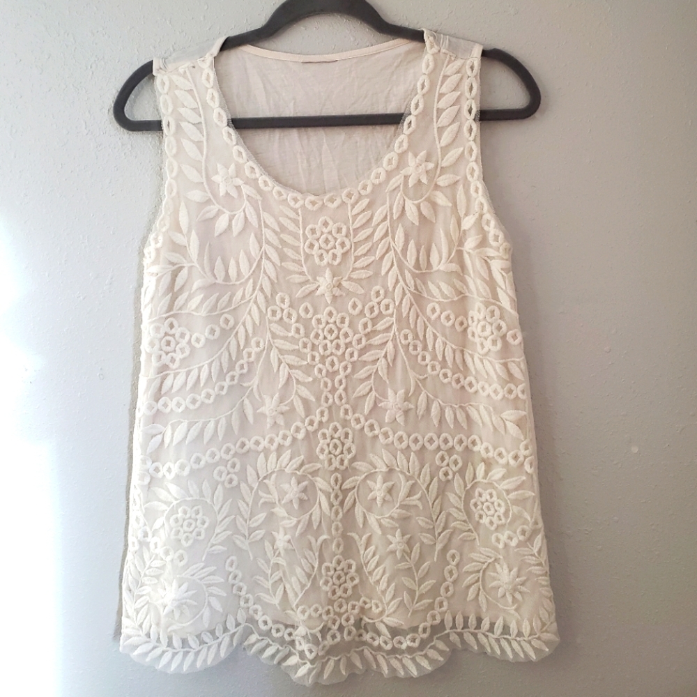 Boutique Lace Tank Top Blouse thick straps multi layer for modesty